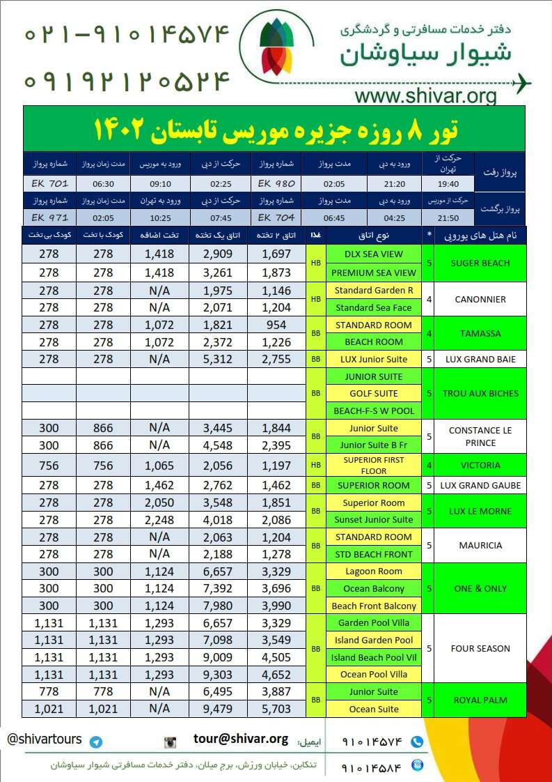 پکیج کارگزاری تور موریس