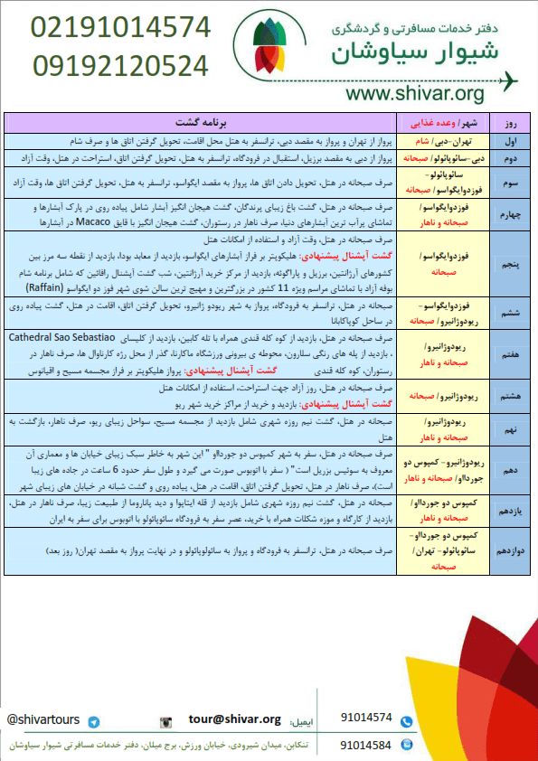 تور برزیل نوروز ۱۴۰۴