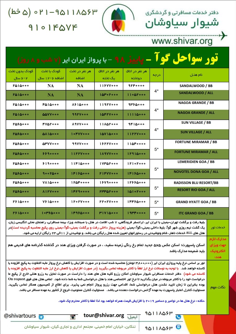 تور گوا هند پاییز ۹۸